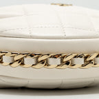 CHANEL 23C ROUND CLUTCH LAMBSKIN WHITE LGHW (MICROCHIP)