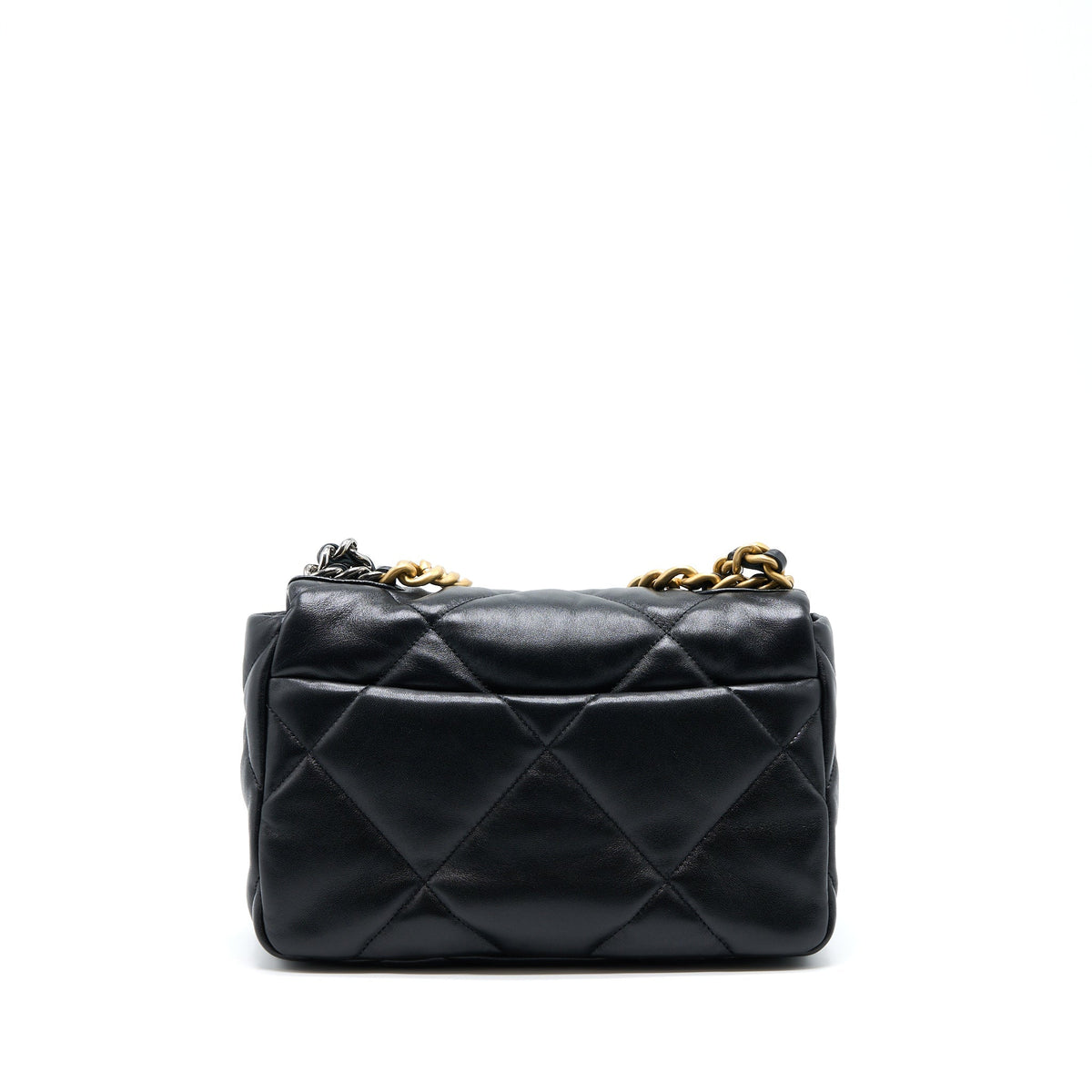 CHANEL SMALL 19 BAG LAMBSKIN BLACK MULTICOLOUR HARDWARE (MICROCHIP)