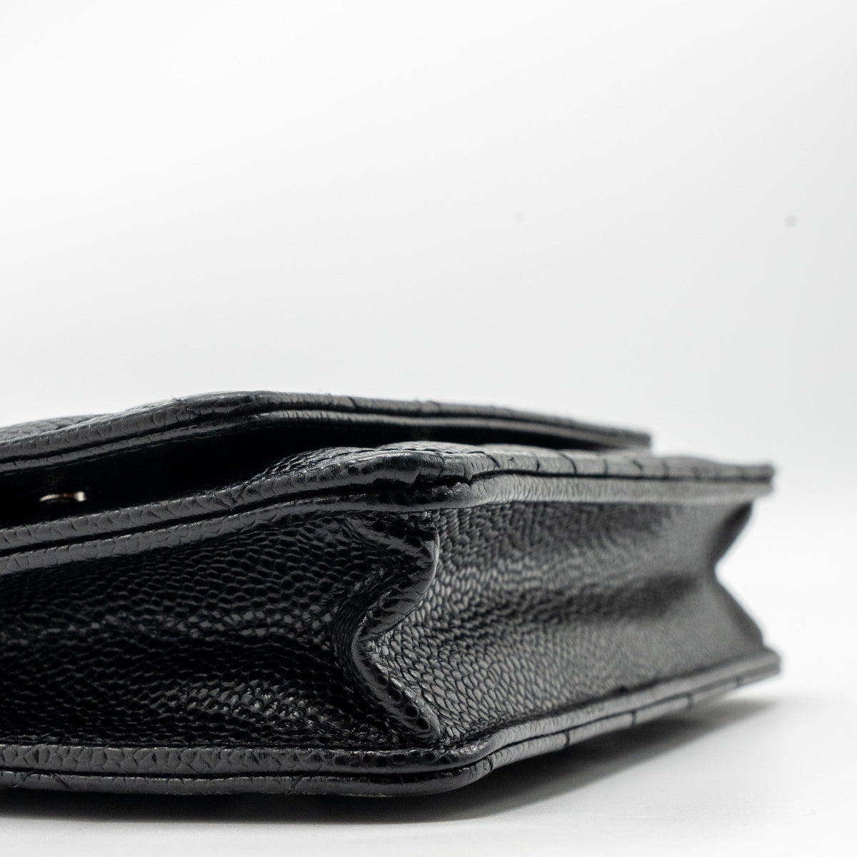 CHANEL CLASSIC WALLET ON CHAIN CAVIAR BLACK SHW (MICROCHIP)