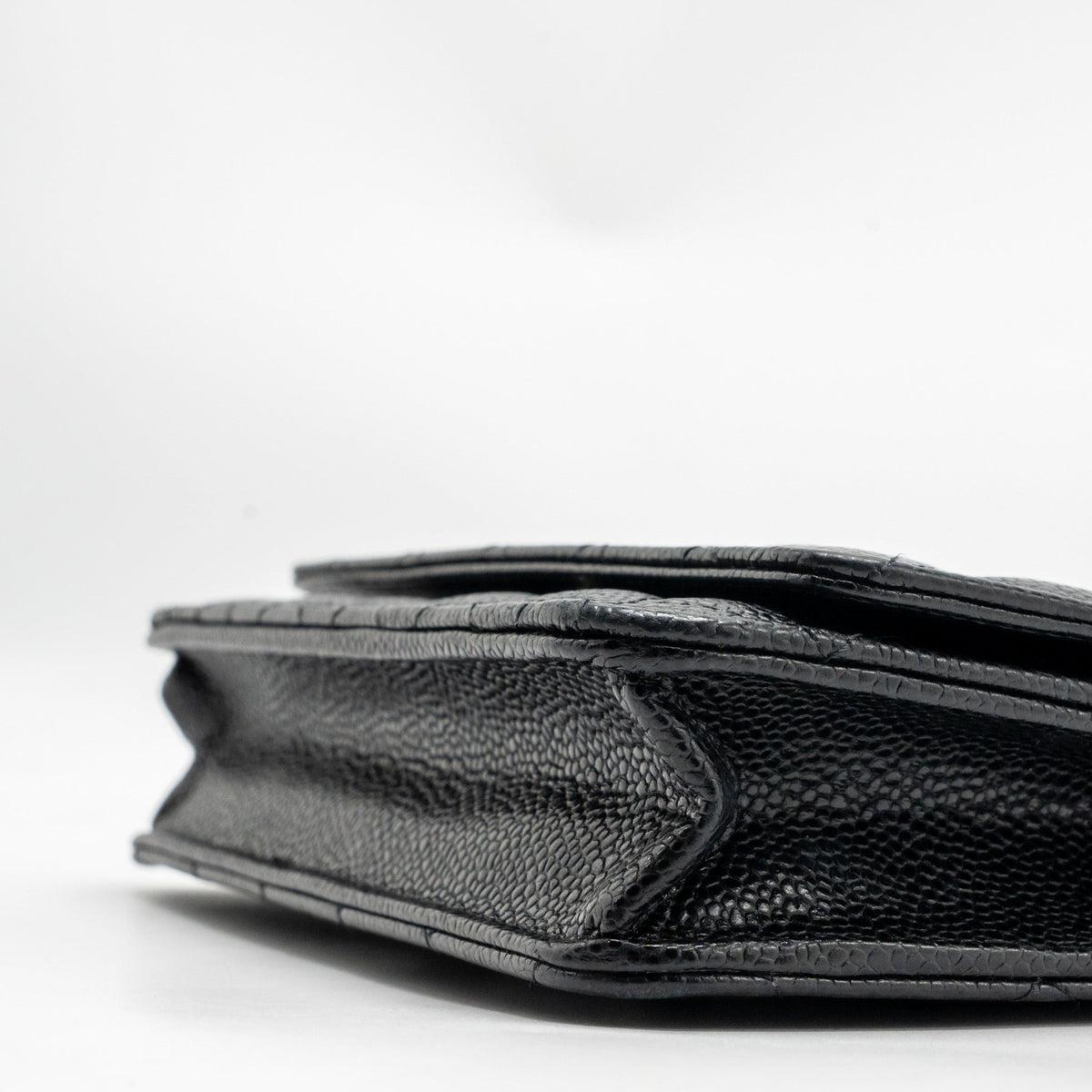 CHANEL CLASSIC WALLET ON CHAIN CAVIAR BLACK SHW (MICROCHIP)
