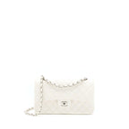 CHANEL MEDIUM CLASSIC DOUBLE FLAP BAG CAVIAR WHITE SHW (MICROCHIP)