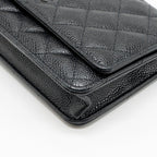 CHANEL CLASSIC WALLET ON CHAIN CAVIAR BLACK SHW (MICROCHIP)