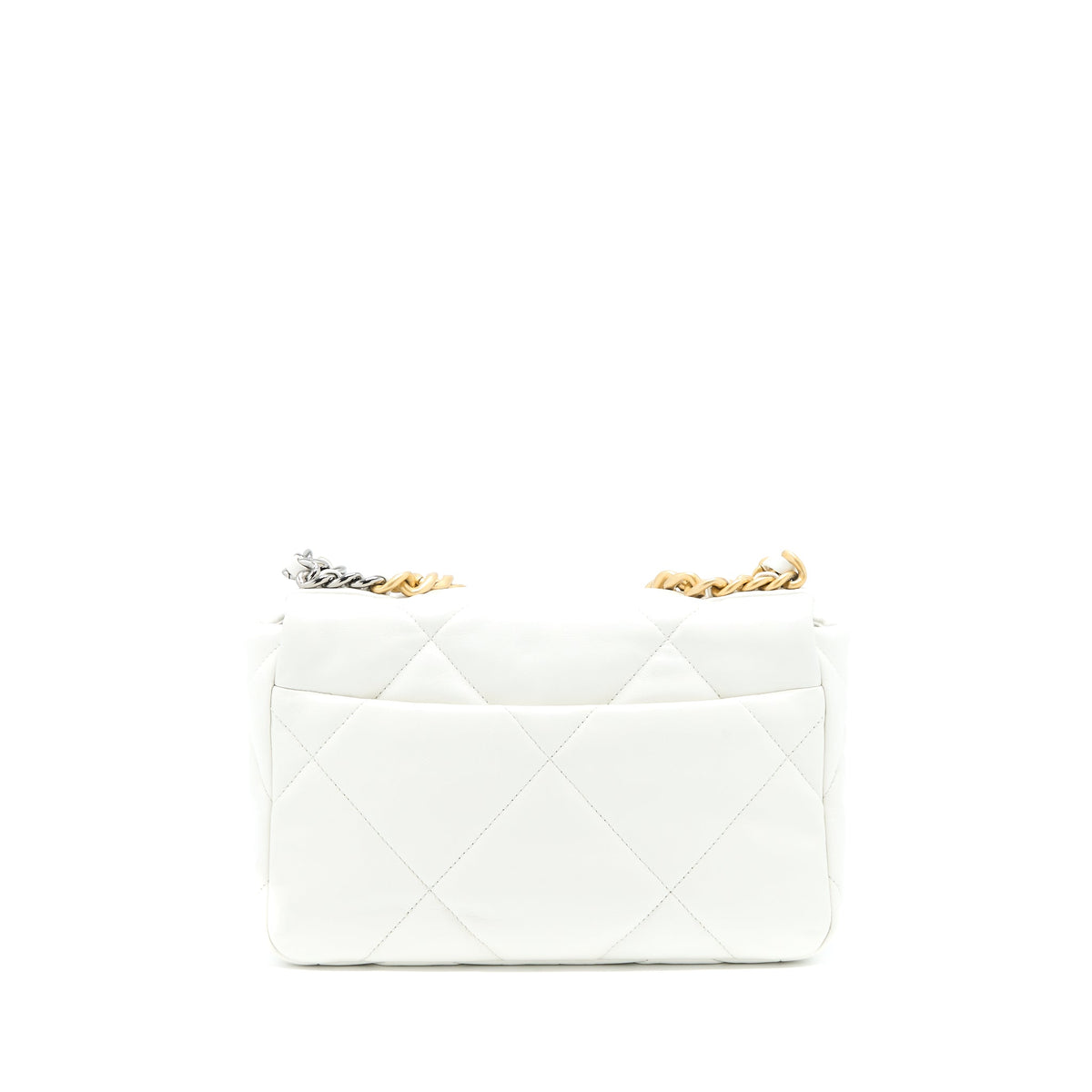 CHANEL SMALL 19 BAG GOATSKIN WHITE MULTICOLOUR HARDWARE
