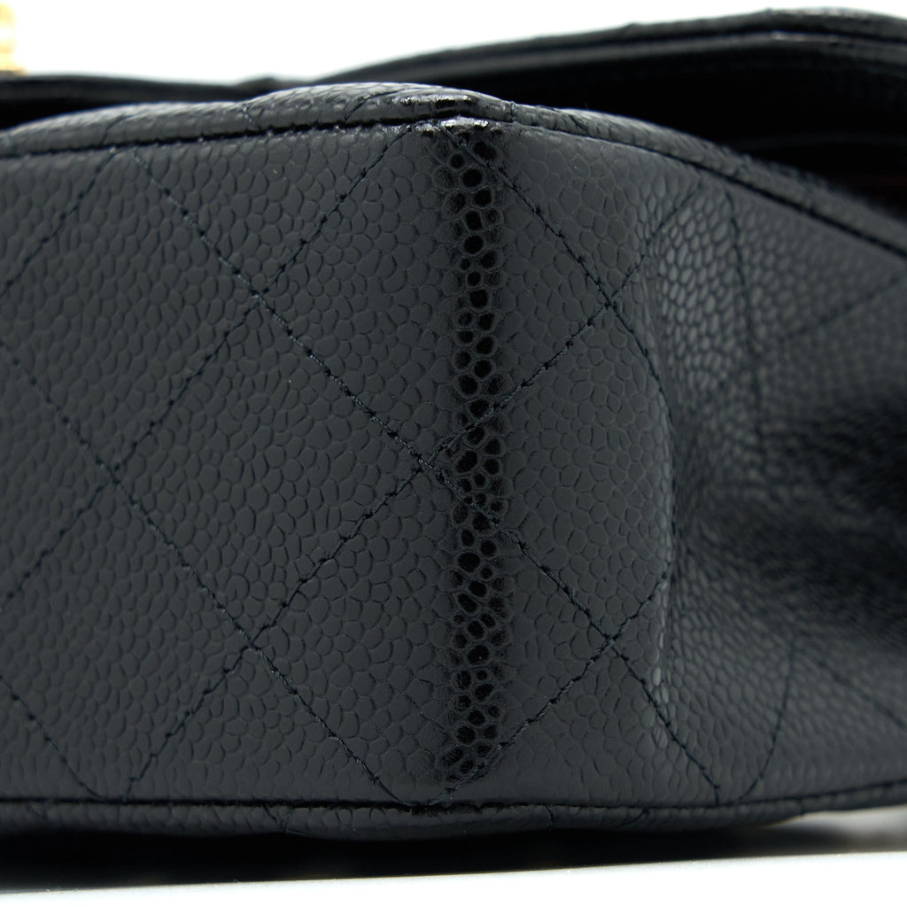 CHANEL SMALL CLASSIC DOUBLE FLAP BAG CAVIAR BLACK GHW (MICROCHIP)