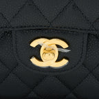 CHANEL SMALL CLASSIC DOUBLE FLAP BAG CAVIAR BLACK GHW (MICROCHIP)