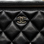 CHANEL LONG VANITY WITH CHAIN LAMBSKIN BLACK LGHW (MICROCHIP)