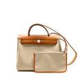 Hermes herbag 31 zip bag canvas/hunter leather beton SHW