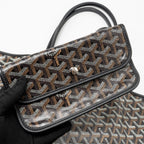 GOYARD SAINT LOUIS PM TOTE GOYARDINE CANVAS/CALFSKIN BLACK SHW