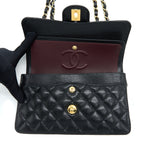 CHANEL SMALL CLASSIC DOUBLE FLAP BAG CAVIAR BLACK GHW (MICROCHIP)