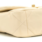 CHANEL SMALL 19 BAG GOATSKIN BEIGE WITH MULTICOLOUR HARDWARE