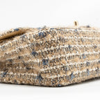 CHANEL MEDIUM CLASSIC DOUBLE FLAP BAG TWEED BEIGE/ECRU/GREY LGHW