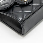 CHANEL TOP HANDLE MINI FLAP CLUTCH WITH CHAIN BLACK LAMBSKIN GHW (MICROCHIP)
