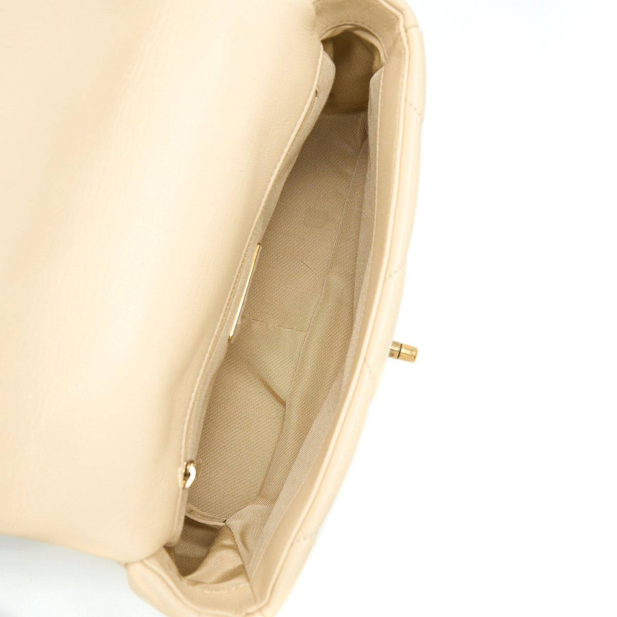 CHANEL SMALL 19 BAG GOATSKIN BEIGE WITH MULTICOLOUR HARDWARE