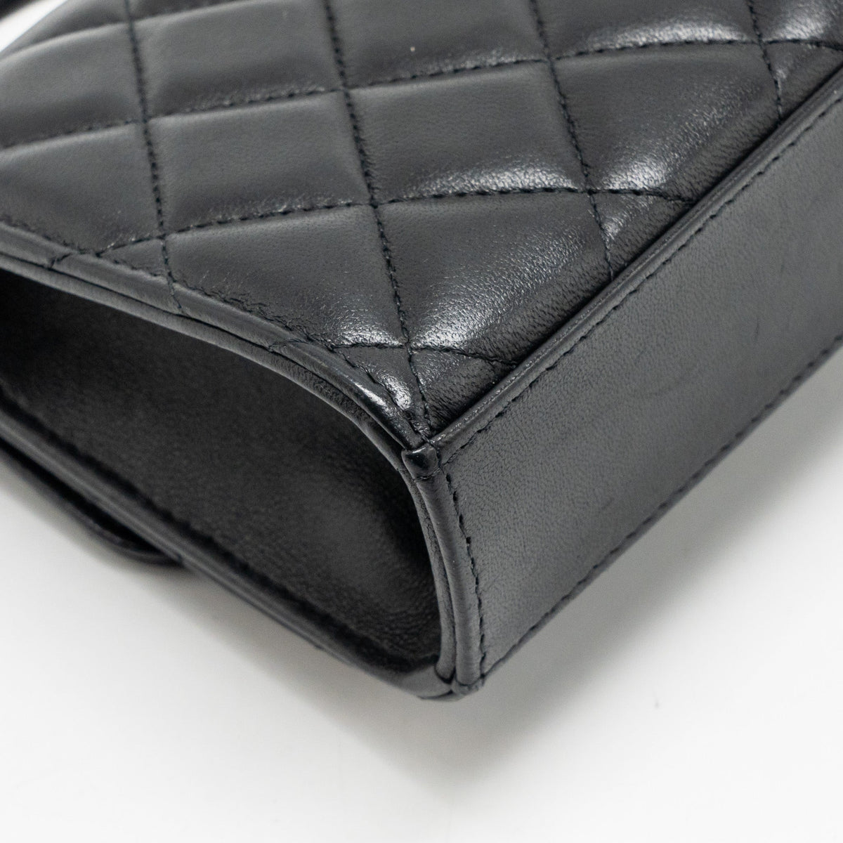 CHANEL TOP HANDLE MINI FLAP CLUTCH WITH CHAIN BLACK LAMBSKIN GHW (MICROCHIP)