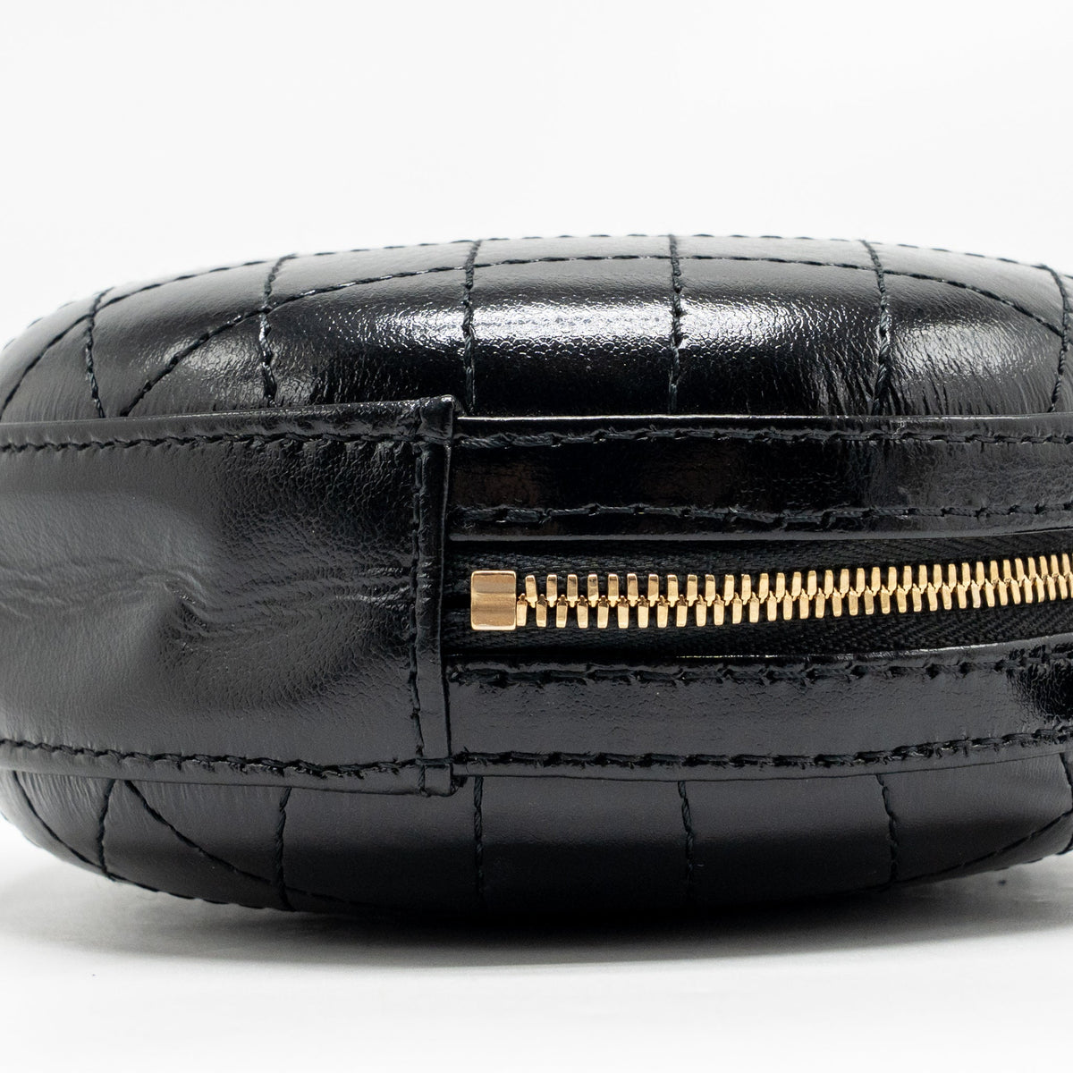 Chanel mini round clutch with chain shiny calfskin leather black GHW