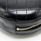 Chanel mini round clutch with chain shiny calfskin leather black GHW