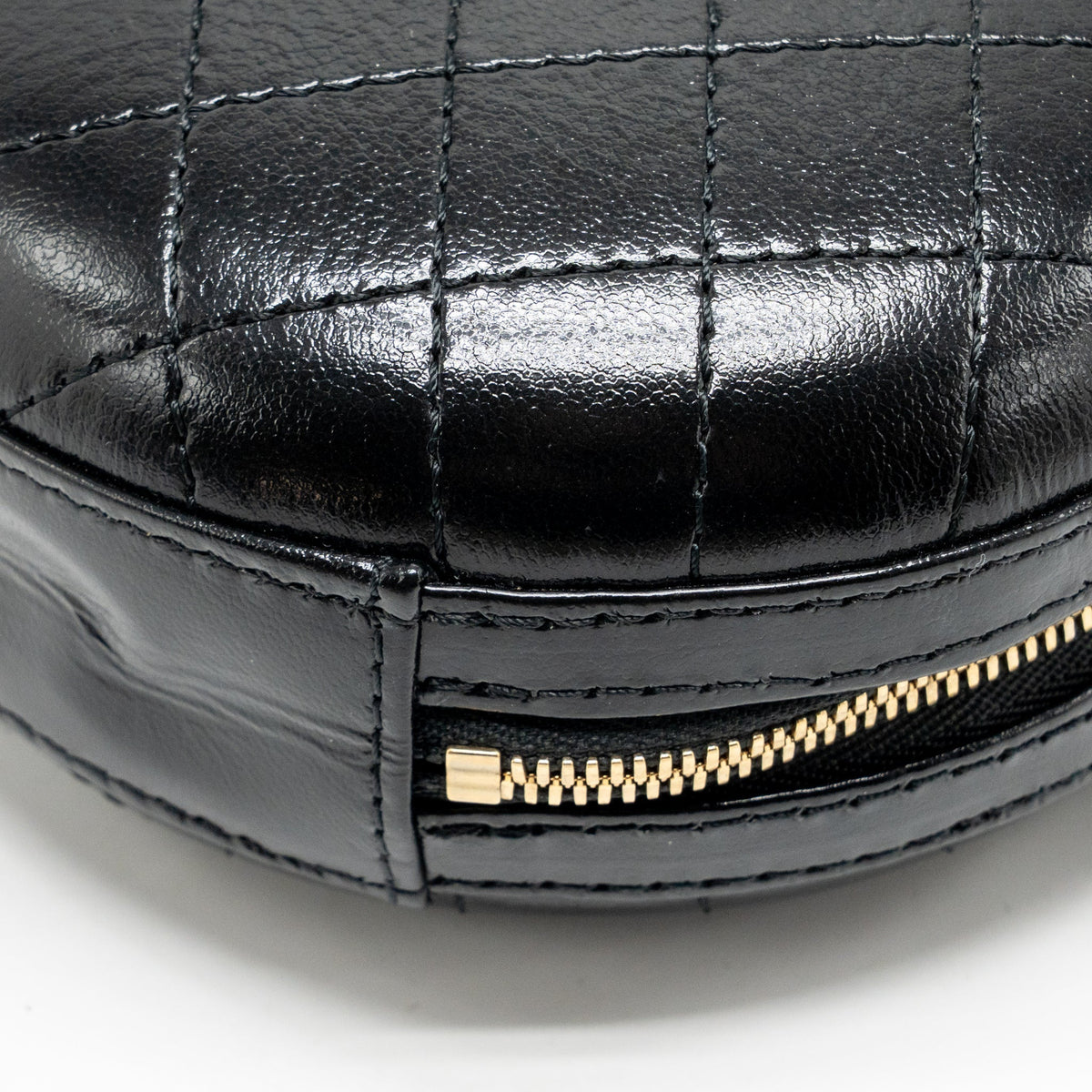 Chanel mini round clutch with chain shiny calfskin leather black GHW