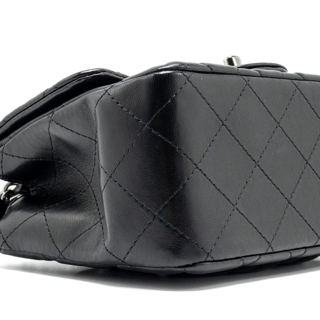 CHANEL MINI SQUARE FLAP BAG LAMBSKIN BLACK SHW