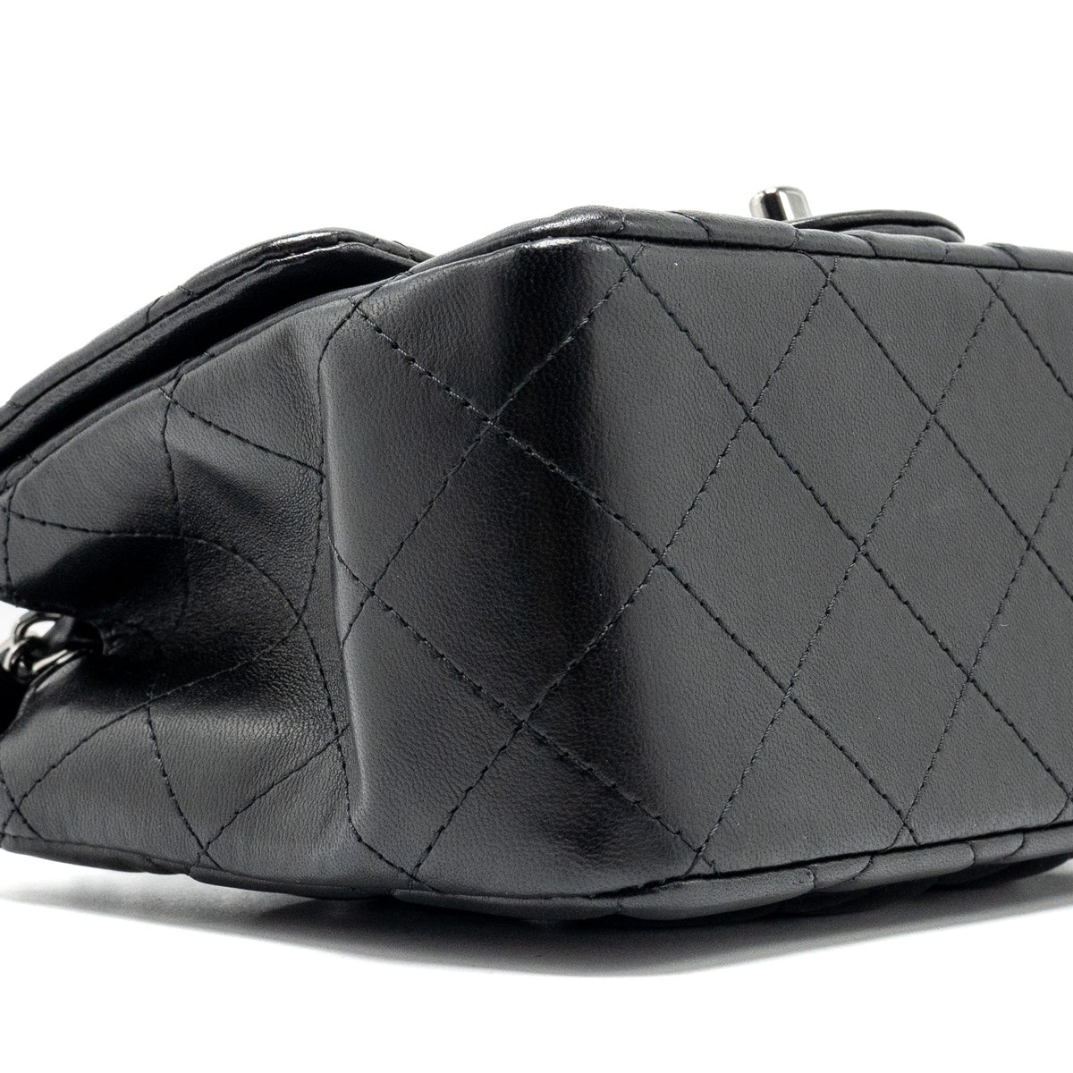 CHANEL MINI SQUARE FLAP BAG LAMBSKIN BLACK SHW