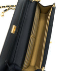 CHANEL PEARL CRUSH WALLET ON CHAIN LAMBSKIN BLACK BRUSHED GHW (MICROCHIP)