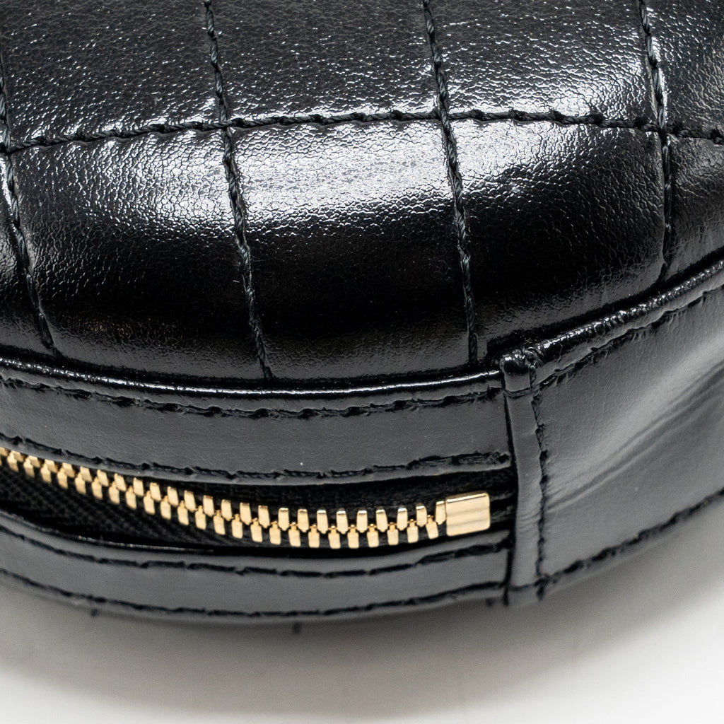 Chanel mini round clutch with chain shiny calfskin leather black GHW