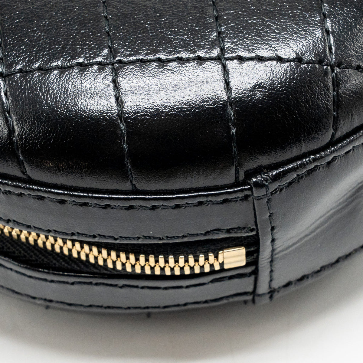 Chanel mini round clutch with chain shiny calfskin leather black GHW