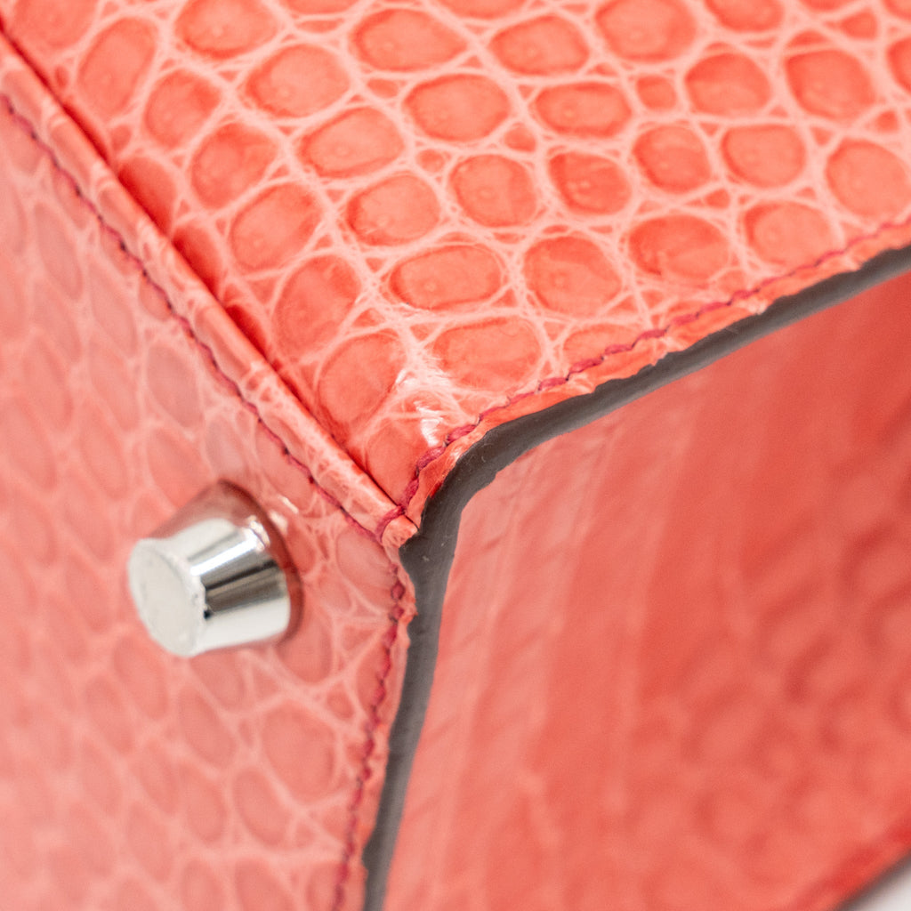 Hermes Kelly 25 Matt Crocodile Porous Bougainvillier SHW