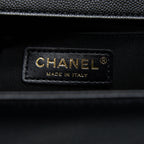 CHANEL MEDIUM BOY BAG CAVIAR BLACK BRUSHED GHW (MICROCHIP)