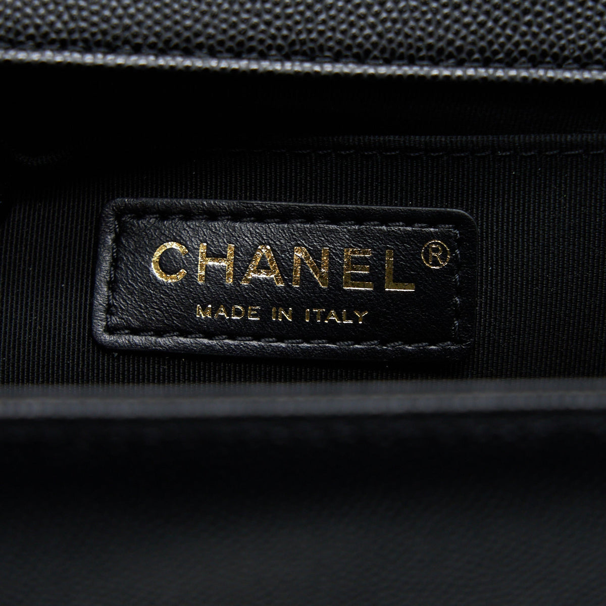 CHANEL MEDIUM BOY BAG CAVIAR BLACK BRUSHED GHW (MICROCHIP)