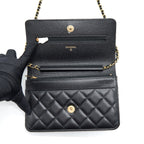 CHANEL CLASSIC WALLET ON CHAIN CAVIAR BLACK GHW (MICROCHIP)