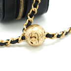 CHANEL PEARL CRUSH MINI CAMERA CASE WITH CHAIN LAMBSKIN BLACK GHW