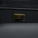 CHANEL MEDIUM BOY BAG CAVIAR BLACK BRUSHED GHW (MICROCHIP)