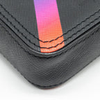 LOUIS VUITTON DANUBE MESSENGER BAG TAIGA BLACK/RAINBOW BLACK HARDWARE