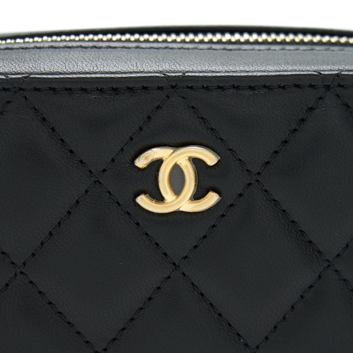 CHANEL PEARL CRUSH MINI CAMERA CASE WITH CHAIN LAMBSKIN BLACK GHW