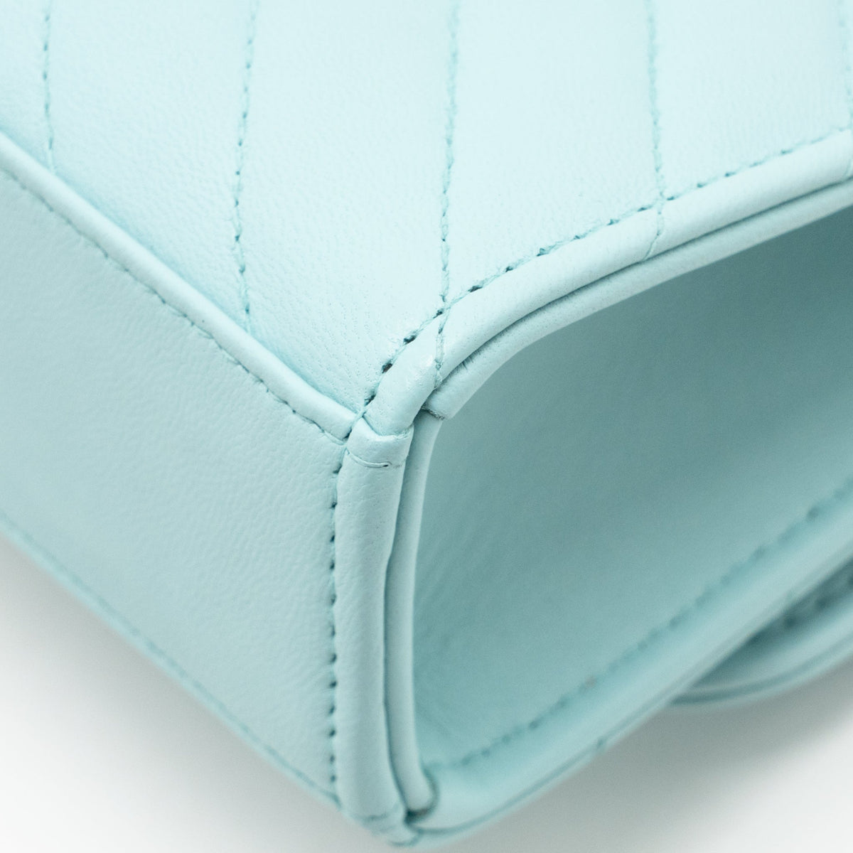 Chanel chevron mini trendy cc clutch with chain lambskin light blue LGHW