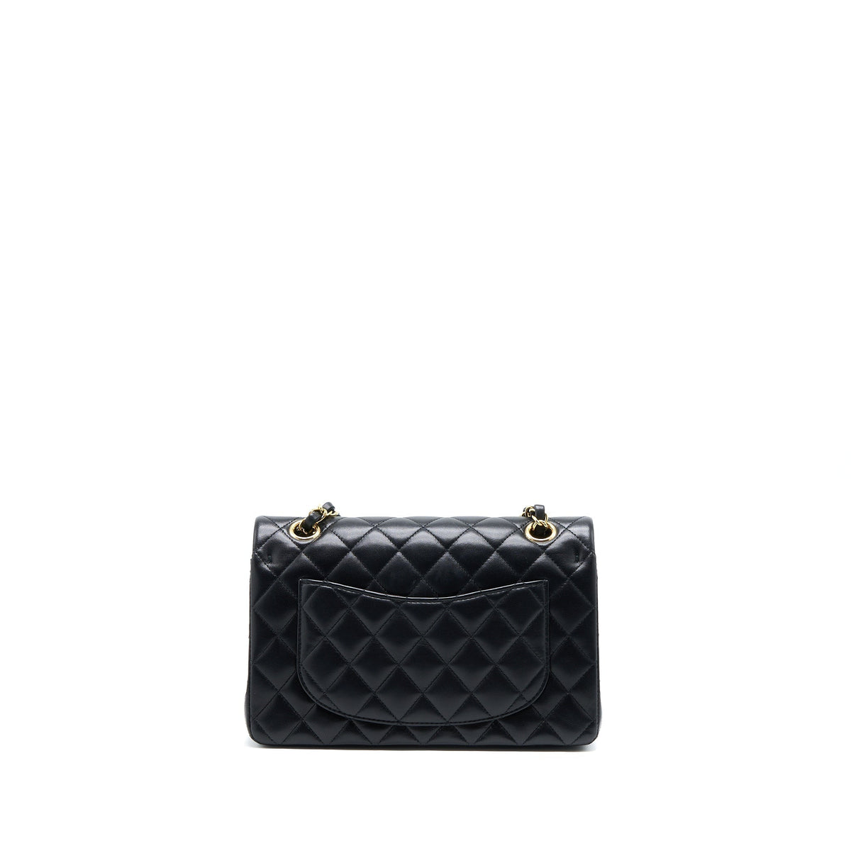 CHANEL SMALL CLASSIC DOUBLE FLAP BAG LAMBSKIN BLACK GHW (MICROCHIP)