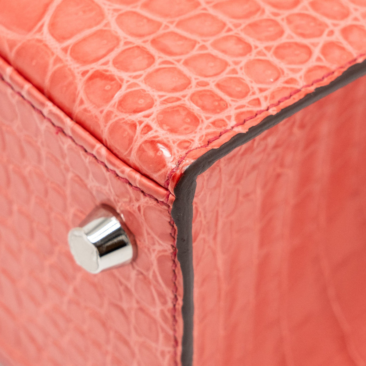 Hermes Kelly 25 Matt Crocodile Porous Bougainvillier SHW
