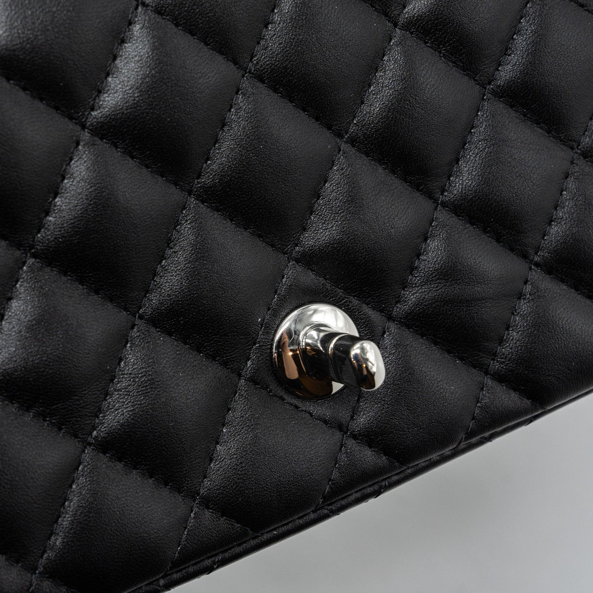 CHANEL MINI SQUARE FLAP BAG LAMBSKIN BLACK SHW (MICROCHIP)