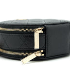 CHANEL 22C TOP HANDLE ROUND VANITY BLACK WITH CHAIN CAVIAR LGHW