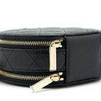 CHANEL 22C TOP HANDLE MINI ROUND VANITY ON CHAIN CAVIAR BLACK LGHW