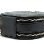 CHANEL 22C TOP HANDLE ROUND VANITY BLACK WITH CHAIN CAVIAR LGHW