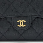 CHANEL CLASSIC LONG FLAP WALLET CAVIAR BLACK GHW