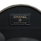 CHANEL 22C TOP HANDLE ROUND VANITY BLACK WITH CHAIN CAVIAR LGHW