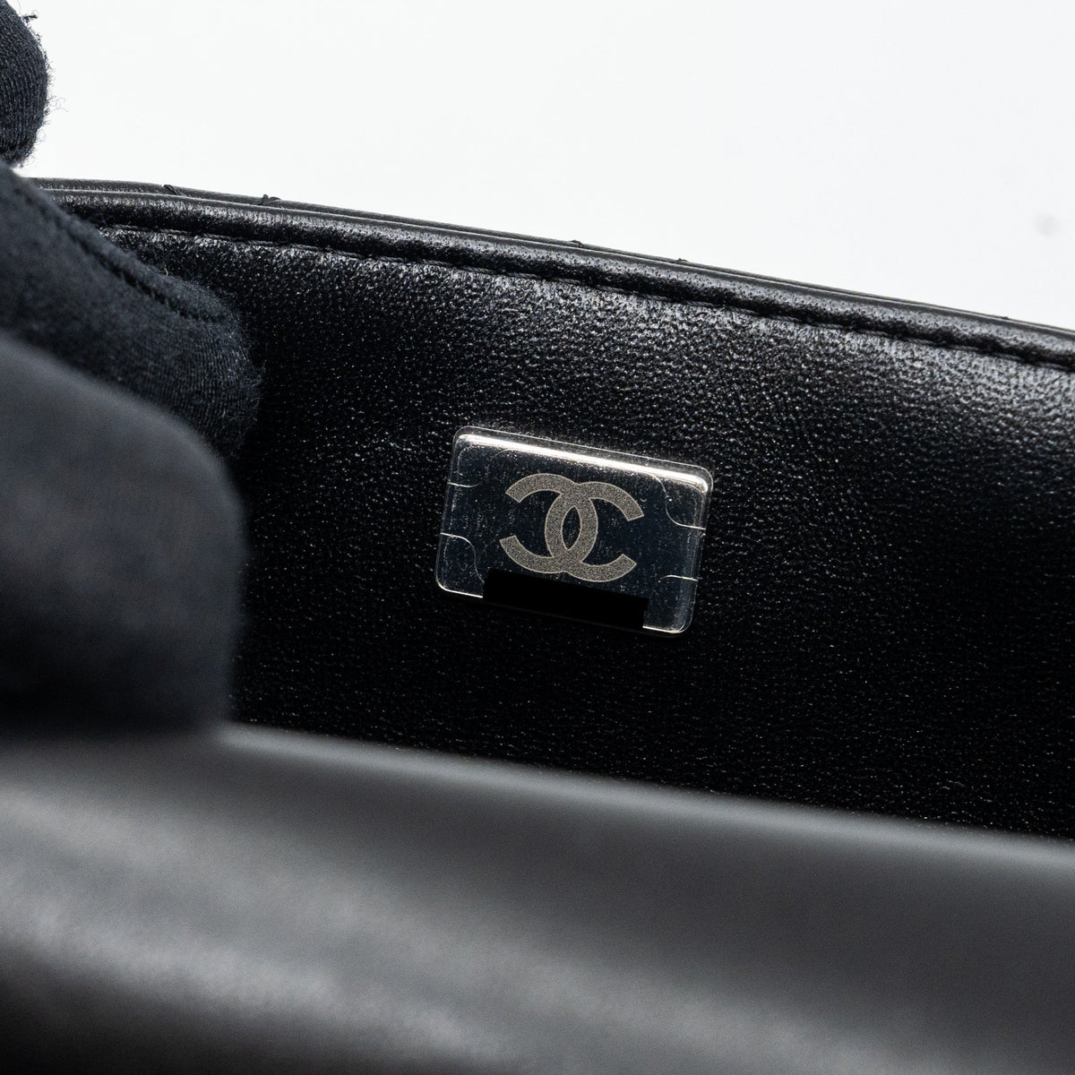 CHANEL MINI SQUARE FLAP BAG LAMBSKIN BLACK SHW (MICROCHIP)