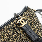 CHANEL SMALL GABRIELLE HOBO BAG LIMITED EDITION FABRIC/CALFSKIN BLACK / GOLD MULTICOLOUR HARDWARE
