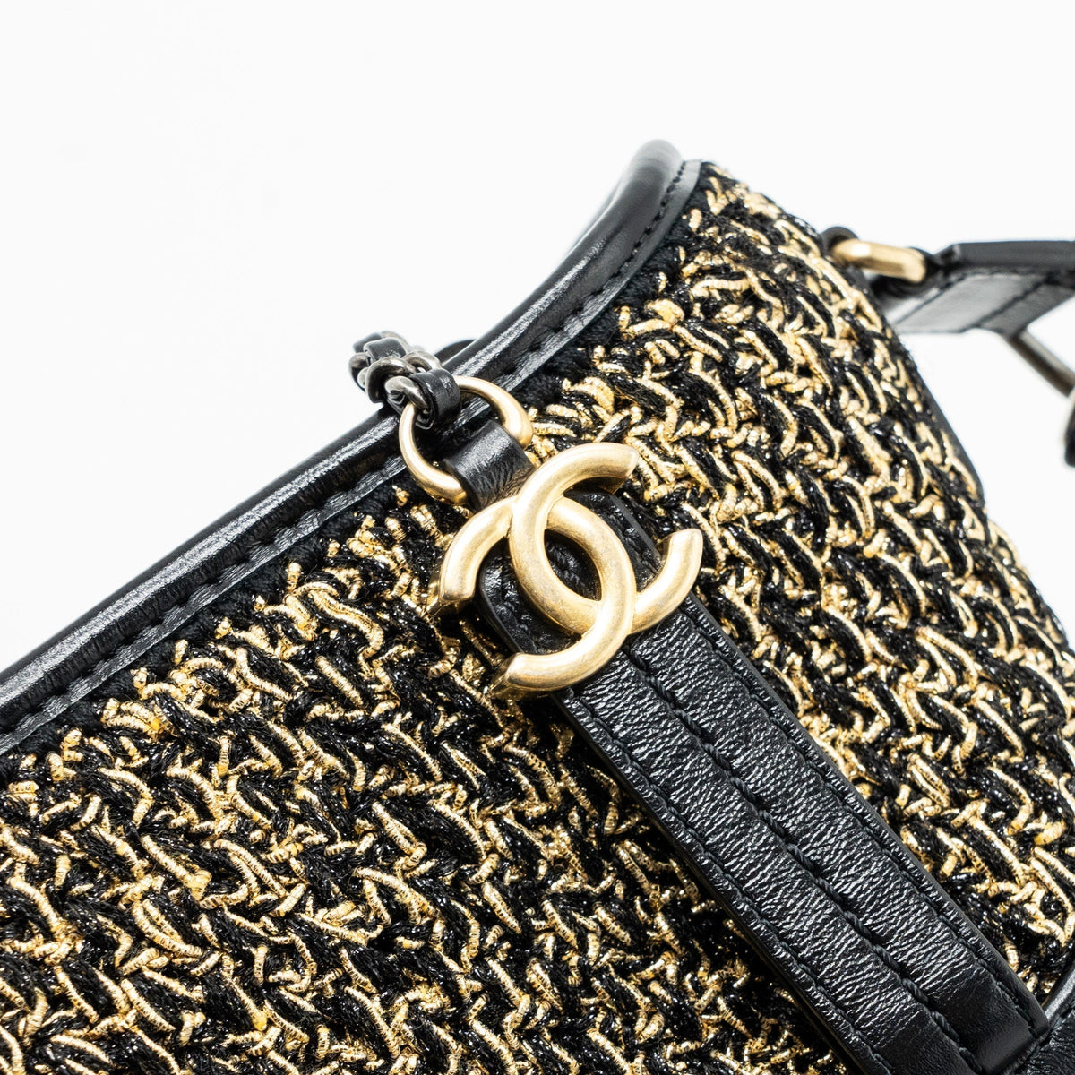 CHANEL SMALL GABRIELLE HOBO BAG LIMITED EDITION FABRIC/CALFSKIN BLACK / GOLD MULTICOLOUR HARDWARE