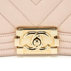 CHANEL MEDIUM BOY BAG CHEVRON CAVIAR LIGHT PINK LGHW