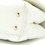 CHANEL SMALL COCO HANDLE CAVIAR WHITE LGHW (MICROCHIP)