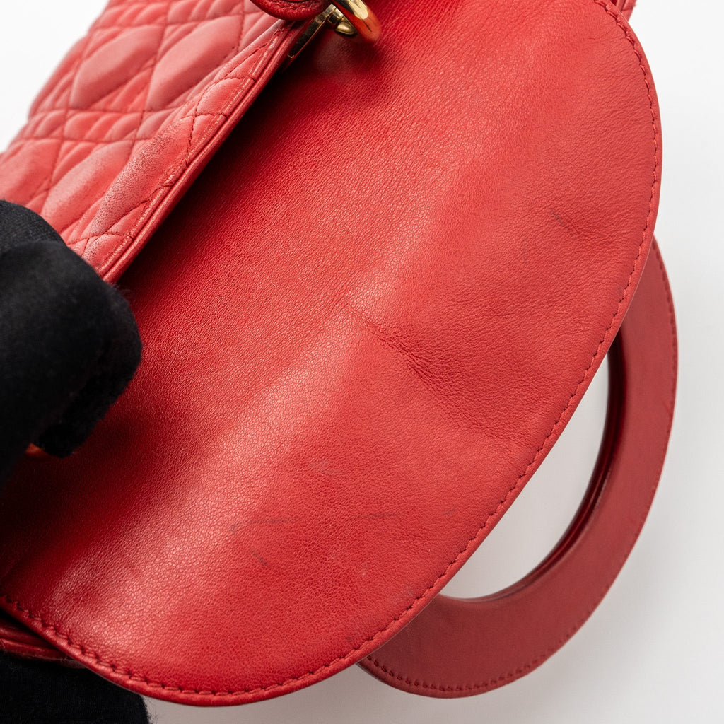 DIOR SMALL LADY DIOR LAMBSKIN RED WITH GHW