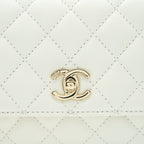 CHANEL SMALL COCO HANDLE CAVIAR WHITE LGHW (MICROCHIP)